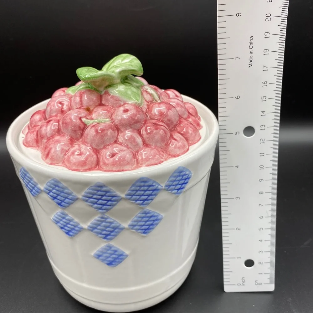 Pfaltzgraff hopscotch‎ canister cherries Top